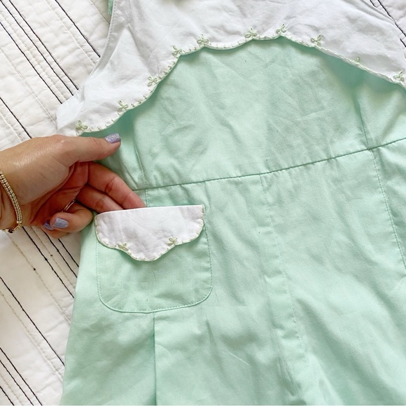 Christian Elizabeth Scalloped Retro Playsuit Hand Embroidered Mint Green sz 5 - Picture 8 of 8